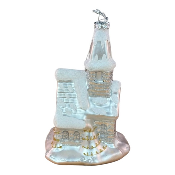 Glass Church Ornament with Glitter Accents Elegant Holiday Decor - Picture 4 of 9